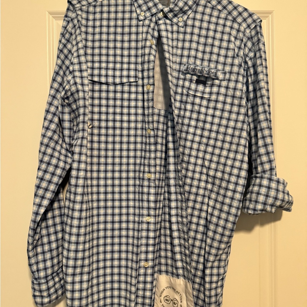 Vineyard Vines Harbor Shirt Blue Checkered